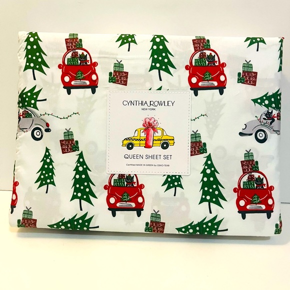 Cynthia Rowley Other - Cynthia Rowley Holiday Travel Cats Queen Size Sheet Set